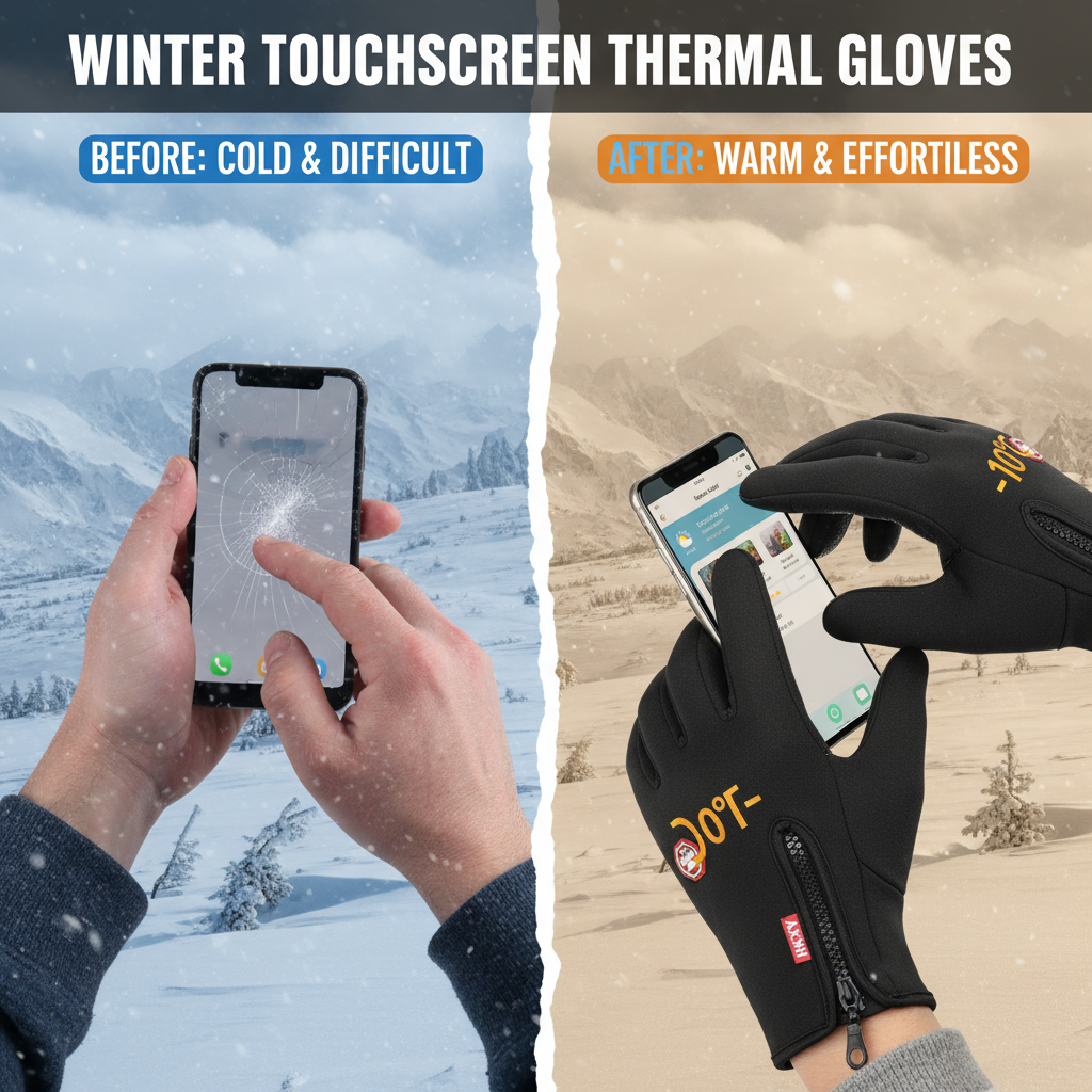 Winter Gloves For Men Women Touchscreen Warm Outdoor Cycling Driving Motorcycle Cold Gloves Windproof Non Slip Gloves